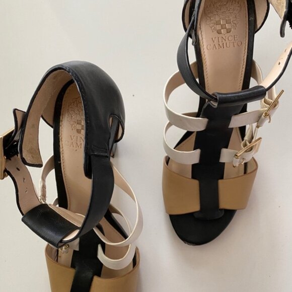 Vince Camuto Stap Open Toe Heels - Picture 3 of 5